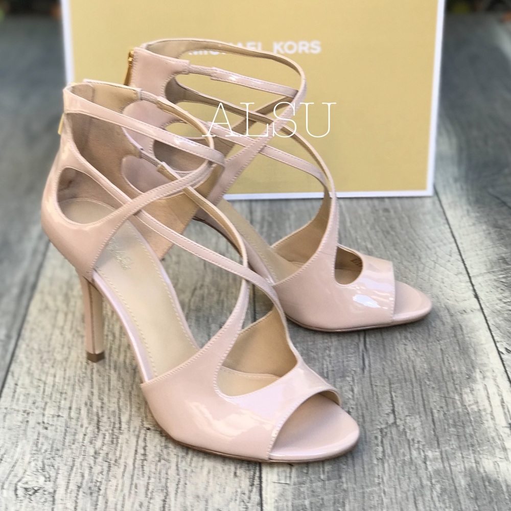 NWT Michael Kors Chantelle Sandal Patent Blush W - Picture 3 of 7